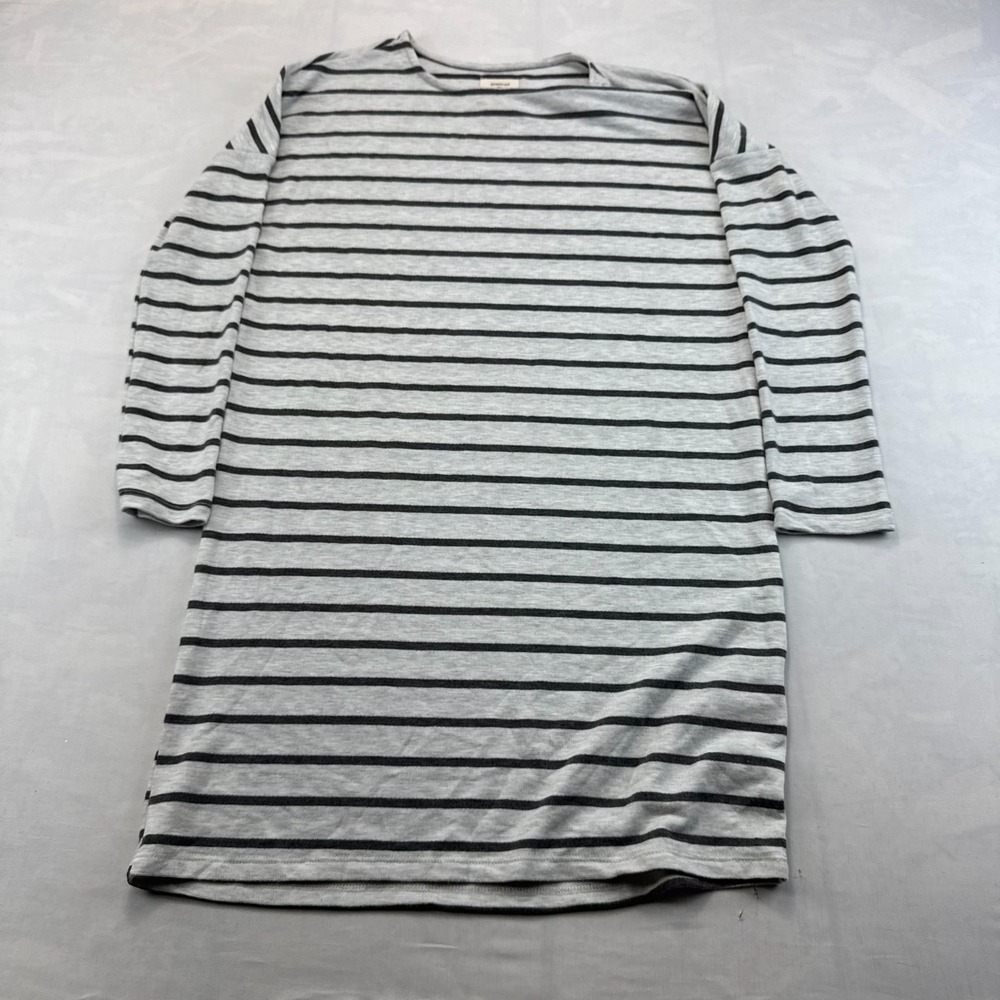Billabong Essentials Shift Dress Womens Small Gray Striped Long Sleeve Pullover